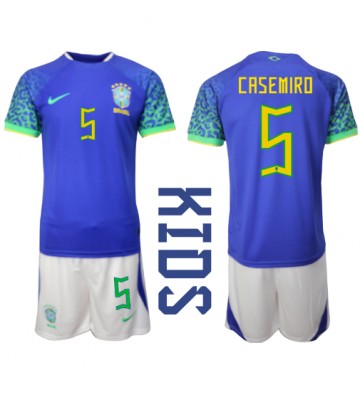 Brazylia Casemiro #5 Koszulka Wyjazdowych Dziecięca MŚ 2022 Krótki Rękaw (+ Krótkie spodenki)